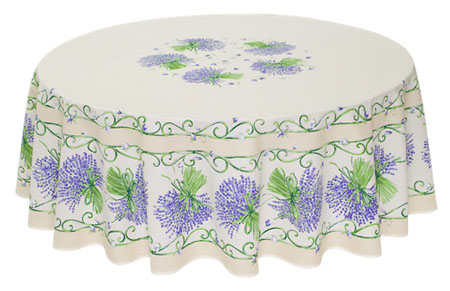 French Round Tablecloth coated or cotton Lavender raw - Click Image to Close
